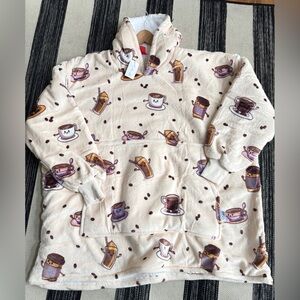 OO Ood Original Women's Cozy Oversize Blanket Hoodie with White Sherpa Lining